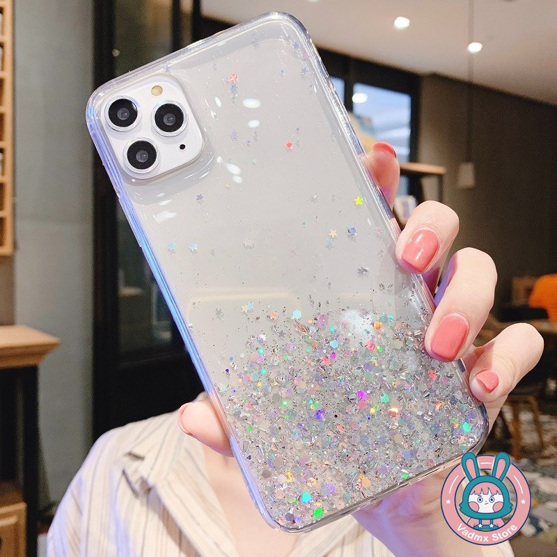 Capa Transparente Brilhante Com Glitter Para Samsung Galaxy A16 A06 A15 A14 A22 M22 F22 M32 A13 A12 M12 F12 A05 A05S A04