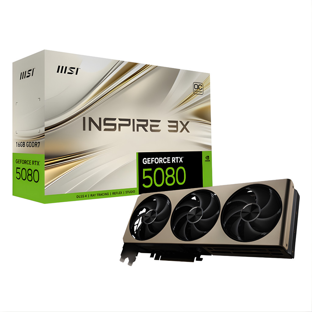 Placa de Vídeo MSI GeForce RTX 5080 Inspire 3X OC 16GB GDDR7 256 bits