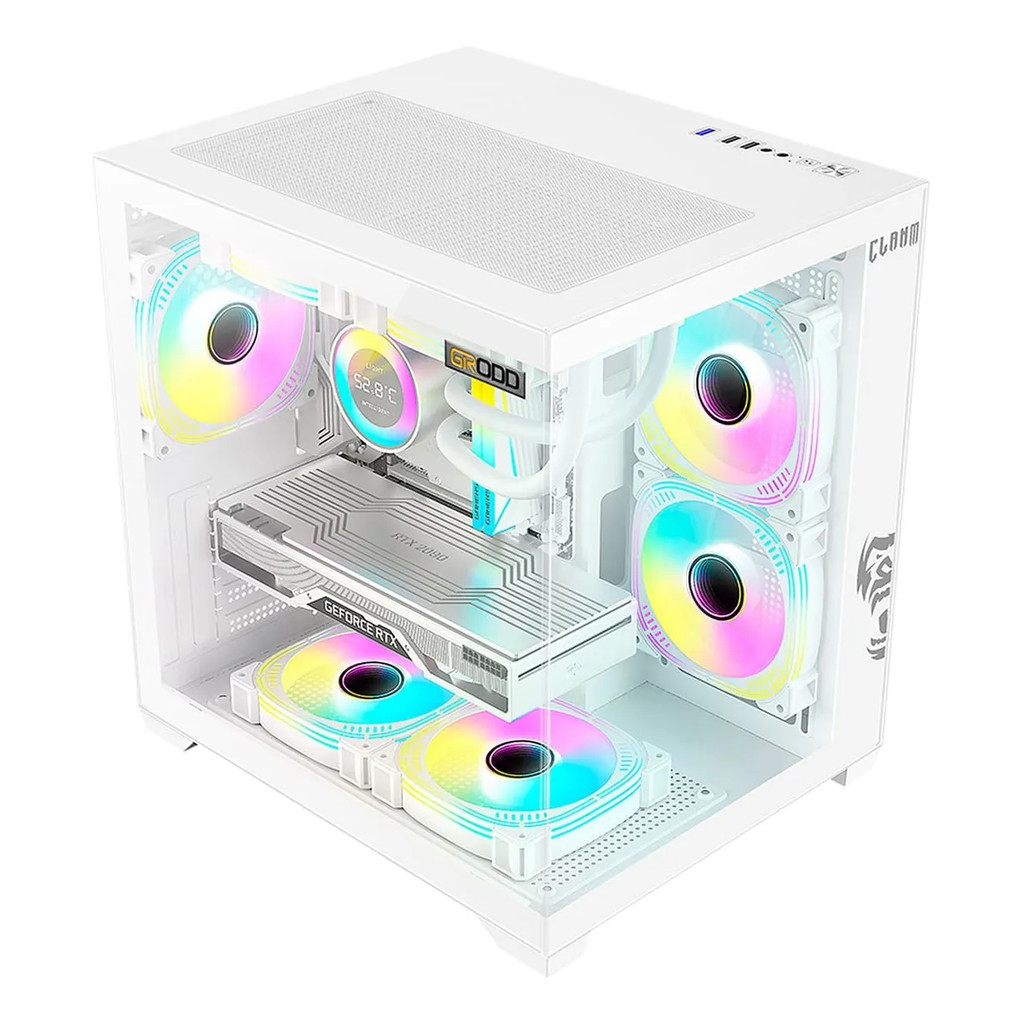 Gabinete Gamer Snow Grodd Vidro Rgb Micro Atx Itx Clanm