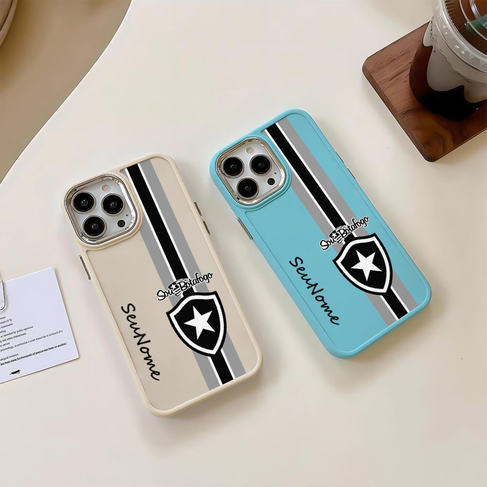 Capinha Capa De Personalizado Com Nome Crachá do Botafogo Football Club Para iPhone 16 15 14 13 12 11 Pro max XS capa