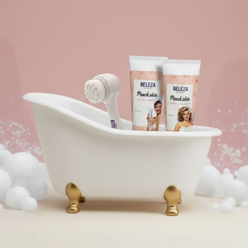 Kit presente banheira , gel de limpeza e creme esfoliante