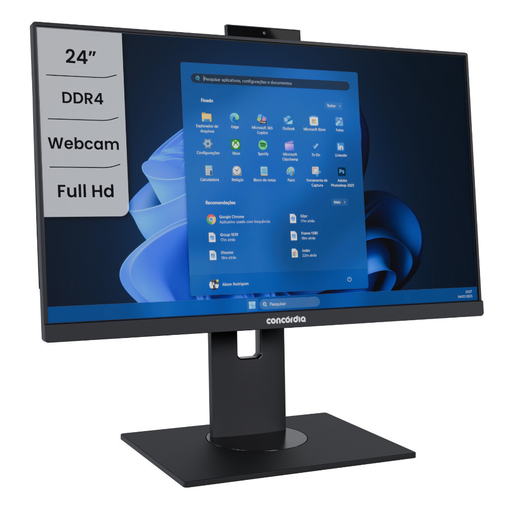 Computador All In One Concórdia Core i5 12400 8GB DDR4 SSD 256GB 23.8'' Full HD 
