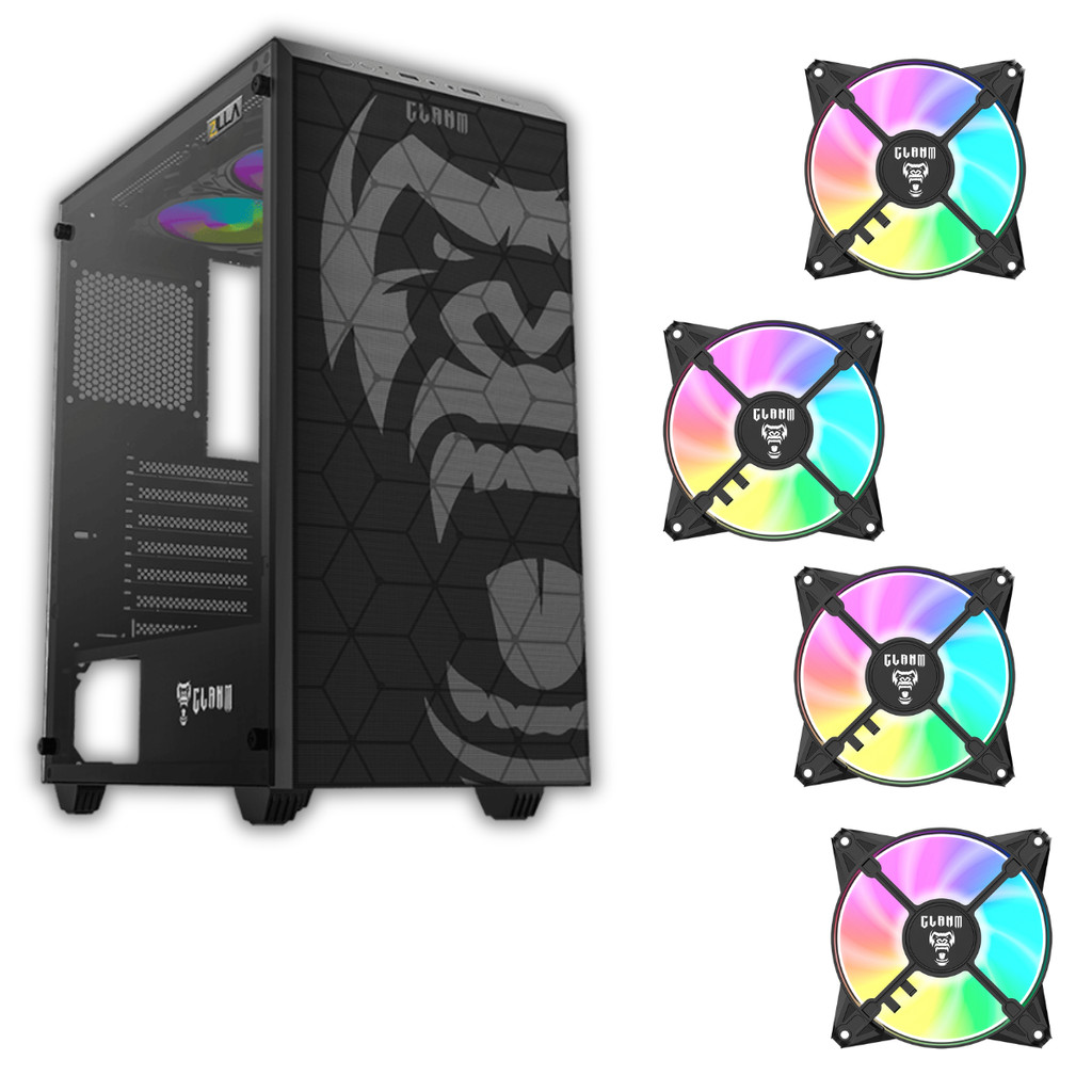 Gabinete Gamer Zilla Lateral Vidro + 4 Fans Eurus ARGB Clanm