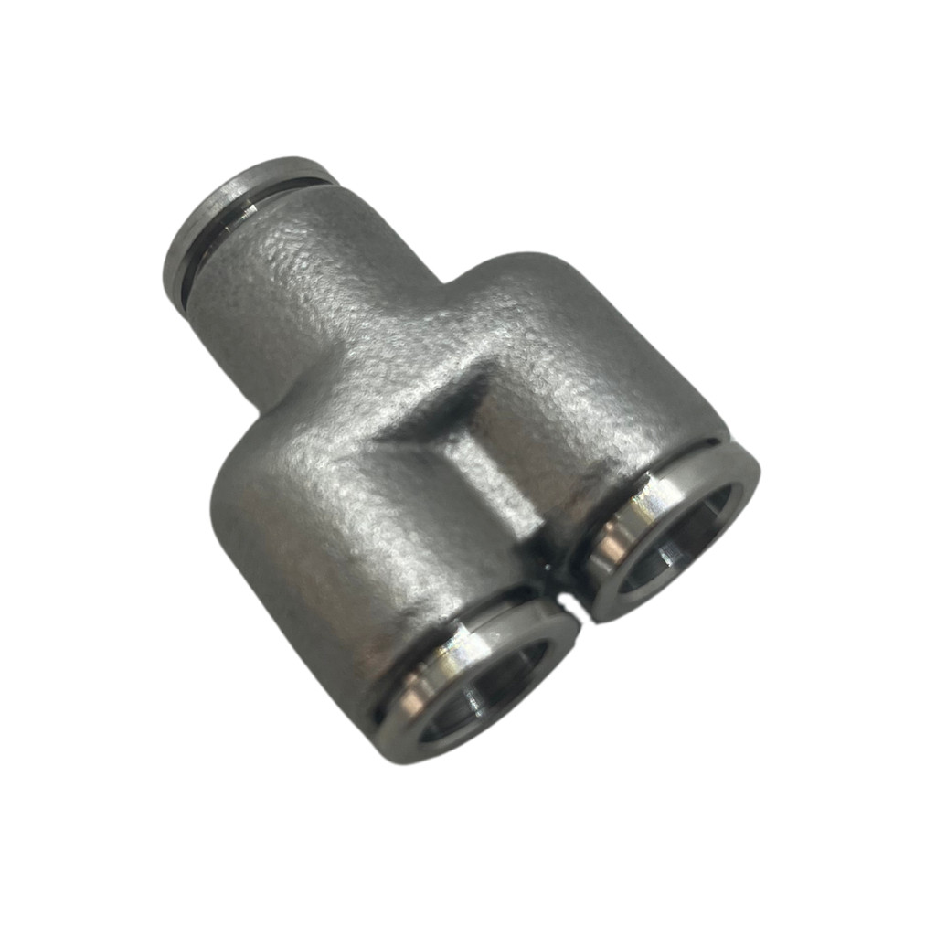 Conector Aço Inox Emenda Em Y Tubo 10mm Engate Pneumático