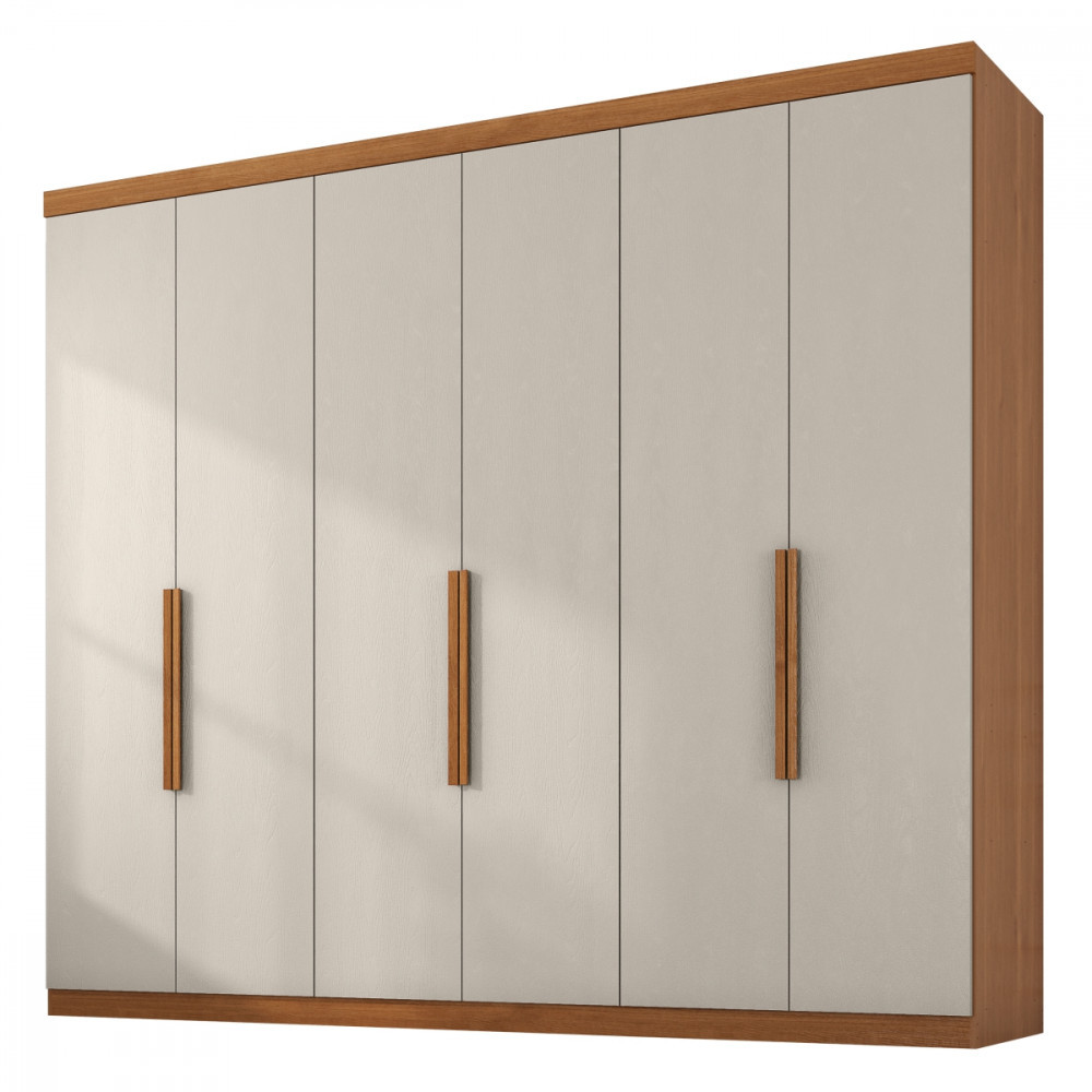 Guarda Roupa de Casal Evidence Plus II 6 Portas Cinamomo e Areia Zanzini em Oferta na Shopee