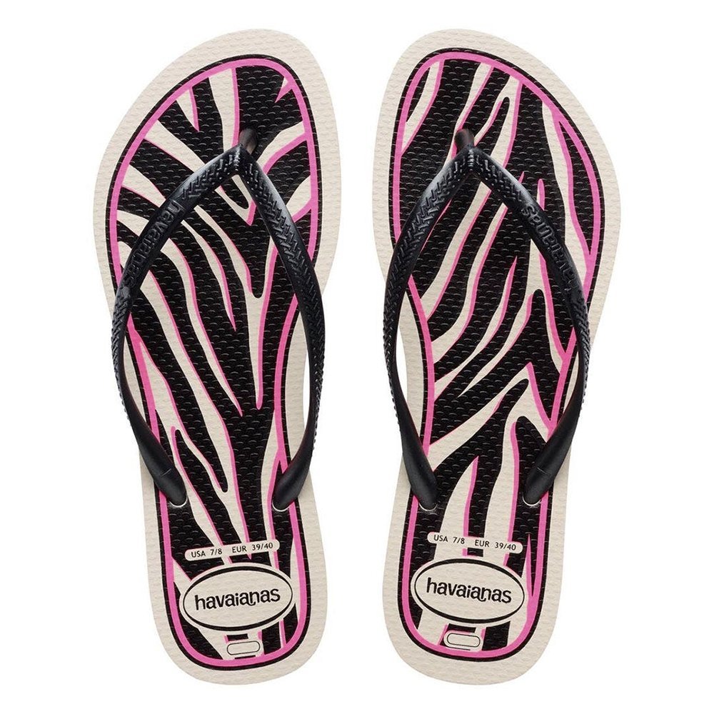 Havaianas Slim Animals Bege Palha/Cinza Dark Métalico