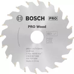 Disco de Corte Standard for Wood 85mm x 1,1mm 20 Dentes BOSCH
