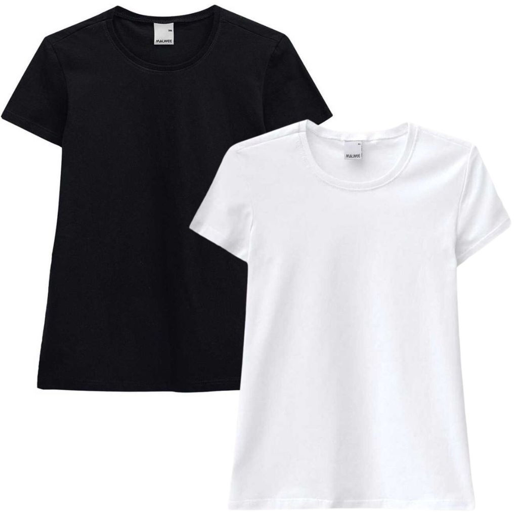Kit 2 Camisetas Basica Babylook Feminina Malwee 100% Algodão