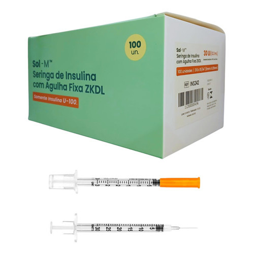 Seringa De Insulina Sol 0,3ml C Agulha 6mm X0.25mm 31g 100un 0.3 Ml em Oferta na Shopee