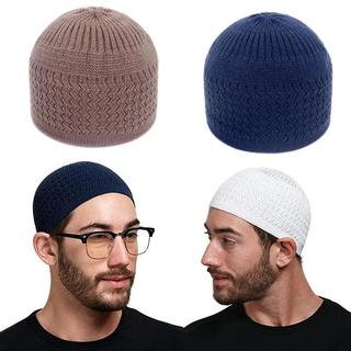 Novos gorros de oração muçulmanos unissex, gorros masculinos de malha, gorro quente de primavera e outono, gorro islâmic