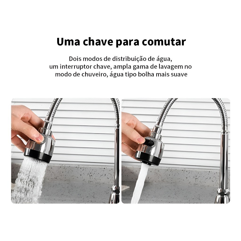 Inox Prata Torneira com chuveiro com rotação de 360° Cozinha Luxo Parede Promoção — imagem 2 de 2