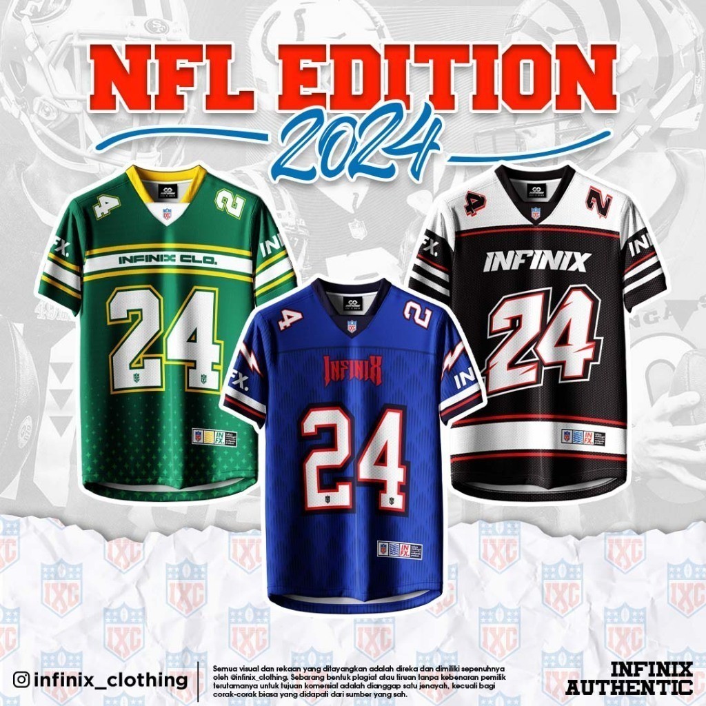 Roupa INFINIX ® Camisa Oversized NFL Streetwear LYCRA-Edição 2024