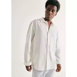 Camisa Masculina Manga Longa Slim Com Linho