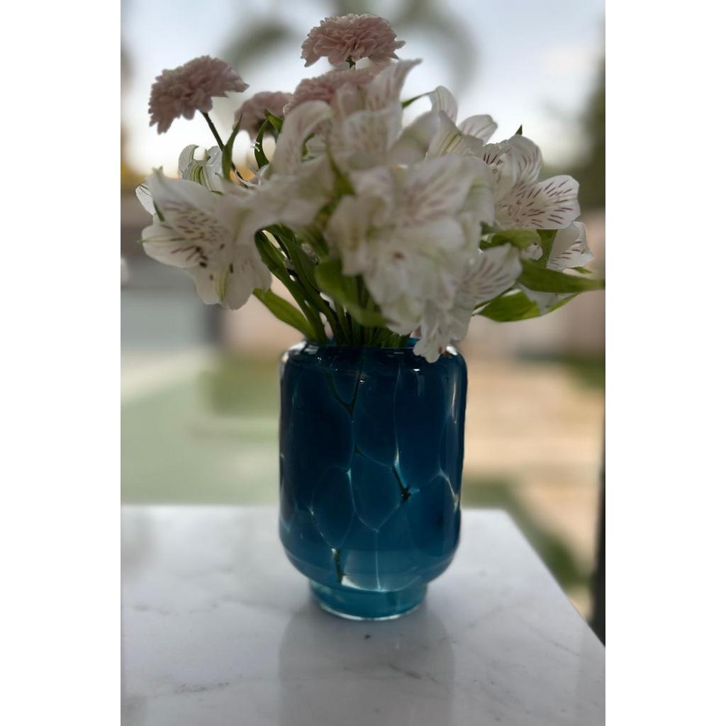 Vaso Murano Aquarelle em vidro D10 x A14cm, cor azul marinho