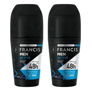 Kit 2 Desodorante Francis Men Active Roll-On Antitranspirante 48h 50ml em Oferta na Shopee