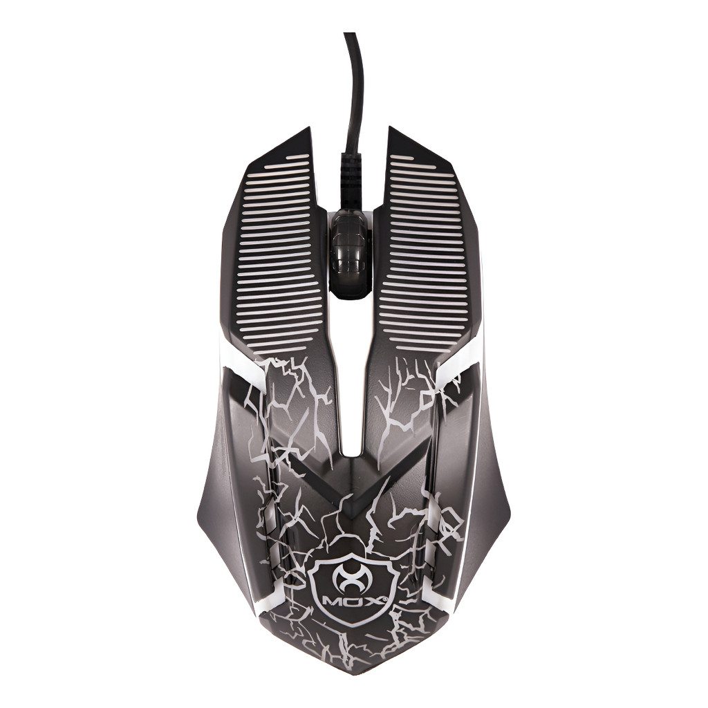 Mouse Gamer Mox MO-ME105 Preto com Fio 3D com LED Branco