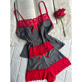Baby Doll de Renda Romantic Camisete Short Curto Dormir Bicolor Feminino Pijama Moda Lingerie em Oferta na Shopee