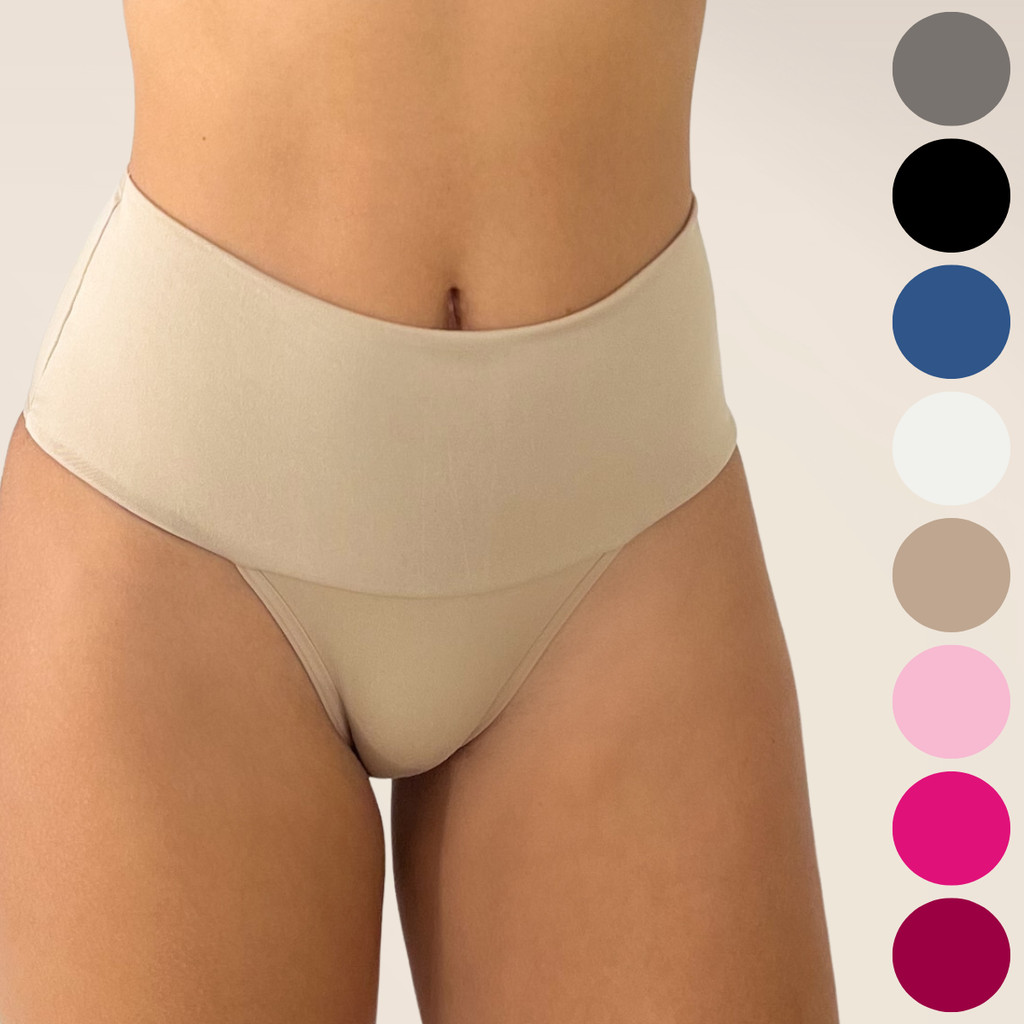 Kit 5 Calcinhas Cós Alto Duplo Modeladora Cores Sortidas Segura Barriga Viére
