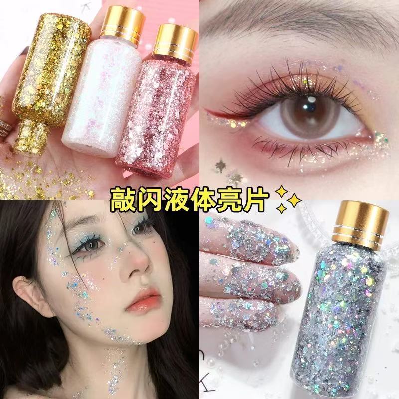 Glitter Eyeshadow Liquid Eyeshadow Liquid Girl Face Stage Dazzling Maquiagem Gel Escama de Sereia Sequências Líquidas