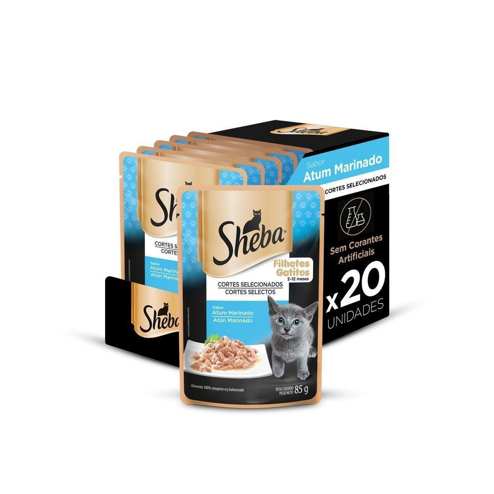 Ração Úmida Sheba Sachê para Gatos Filhotes Sabor Atum Marinado - 20 Unidades de 85g em Oferta na Shopee