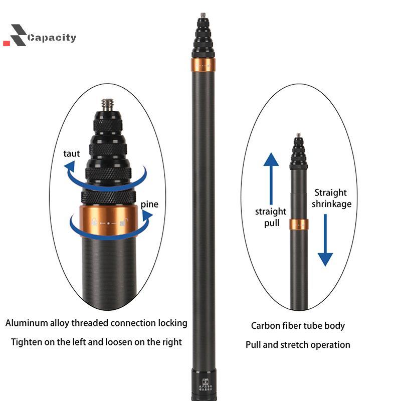 Capacidade De Fibra Carbono Invisível Edição Estendida Selfie Vara Pólo Extensão Ajustável Para Insta360 Câmera Panorâmi