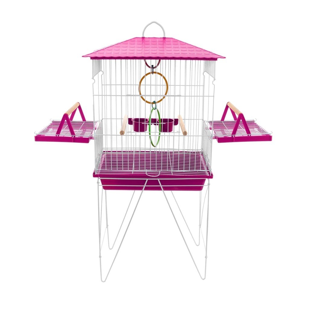 Gaiola Viveiro Calopsita Mansa com bandejas laterais Completa Com Acessórios Pássaros Mansos Teto plástico em Oferta na Shopee