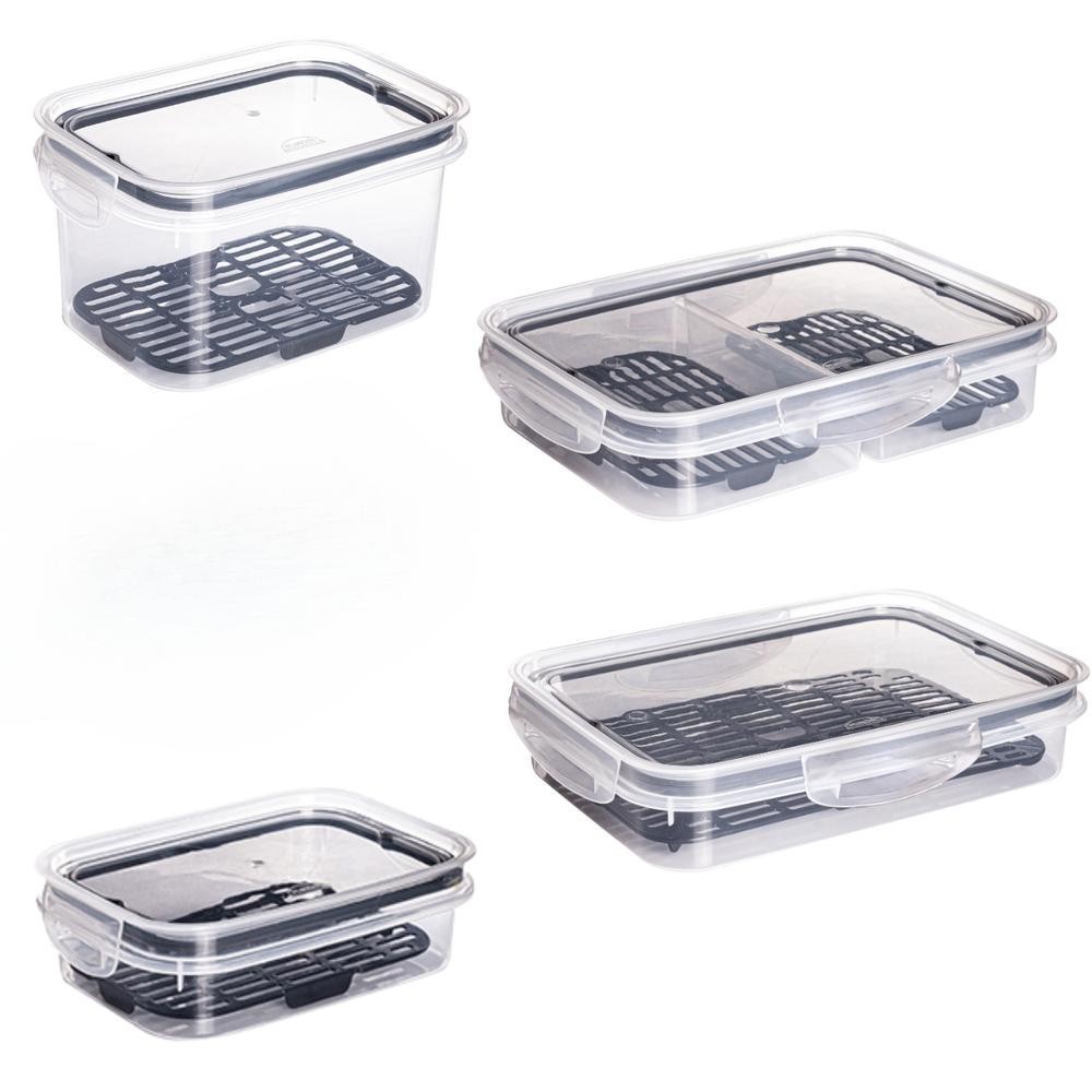 Kit 4 Organizadores Geladeira Armário Tampa Alimentos Transparente Herméticos