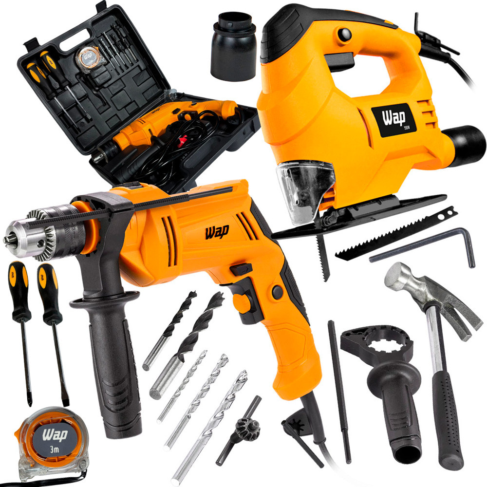Kit Ferramentas Parafusadeira E Furadeira de Impacto com Serra Tico Tico e Maleta Martelo Broca Wap em Oferta na Shopee