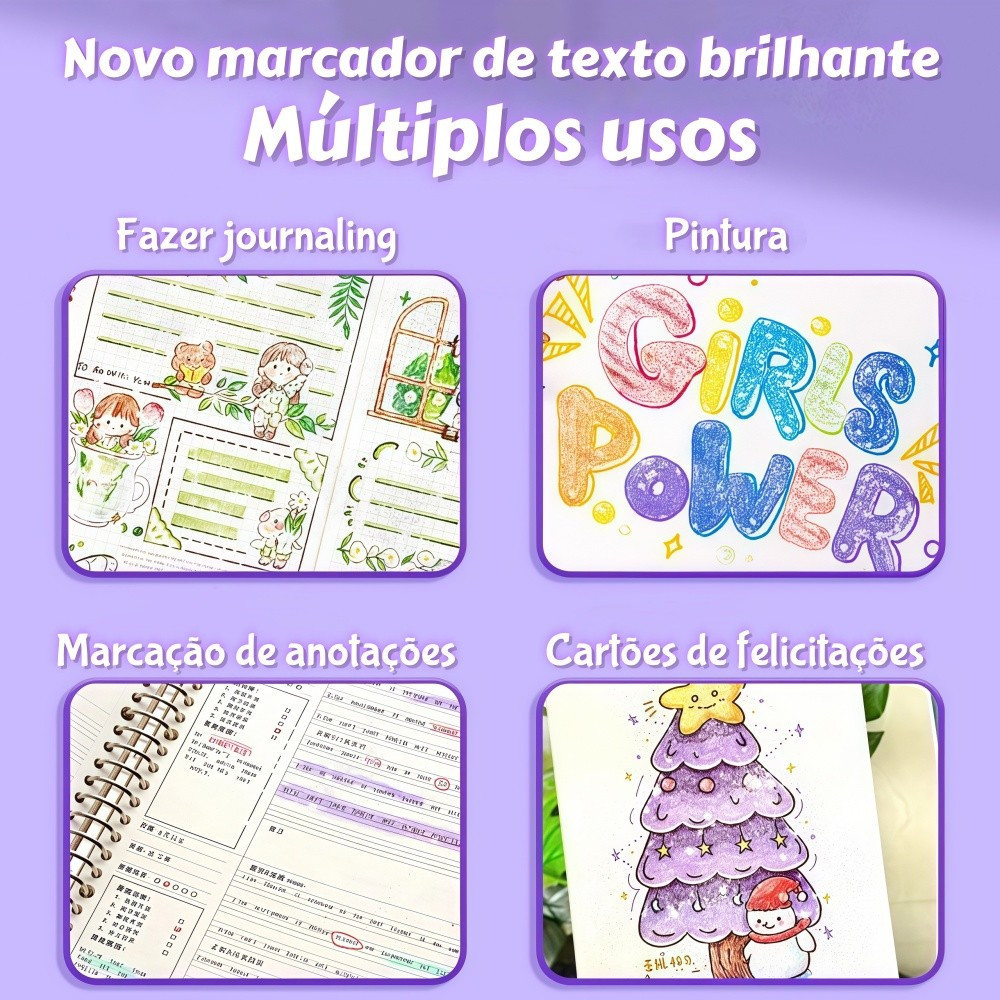 Detalhes do Caneta Marcadora Glitter Dupla Ponta 48/72/96 Cores | Arte, Escola, Planner, Desenho