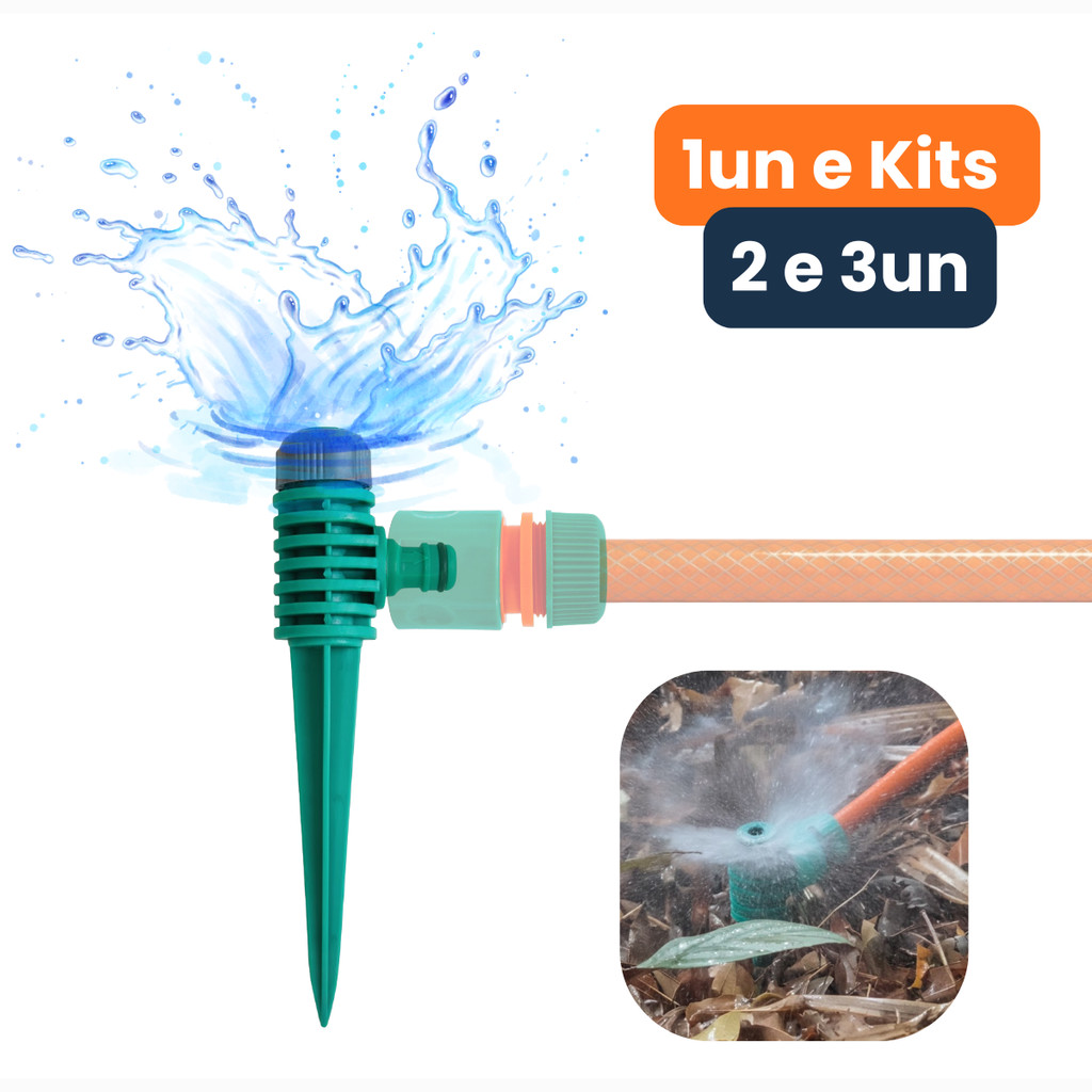 Kit Irrigador Giratório Jardim Gramado Aspersor Horta Tipo Espiga Setorial Com Haste Automático Hortaliças Canteiros 360