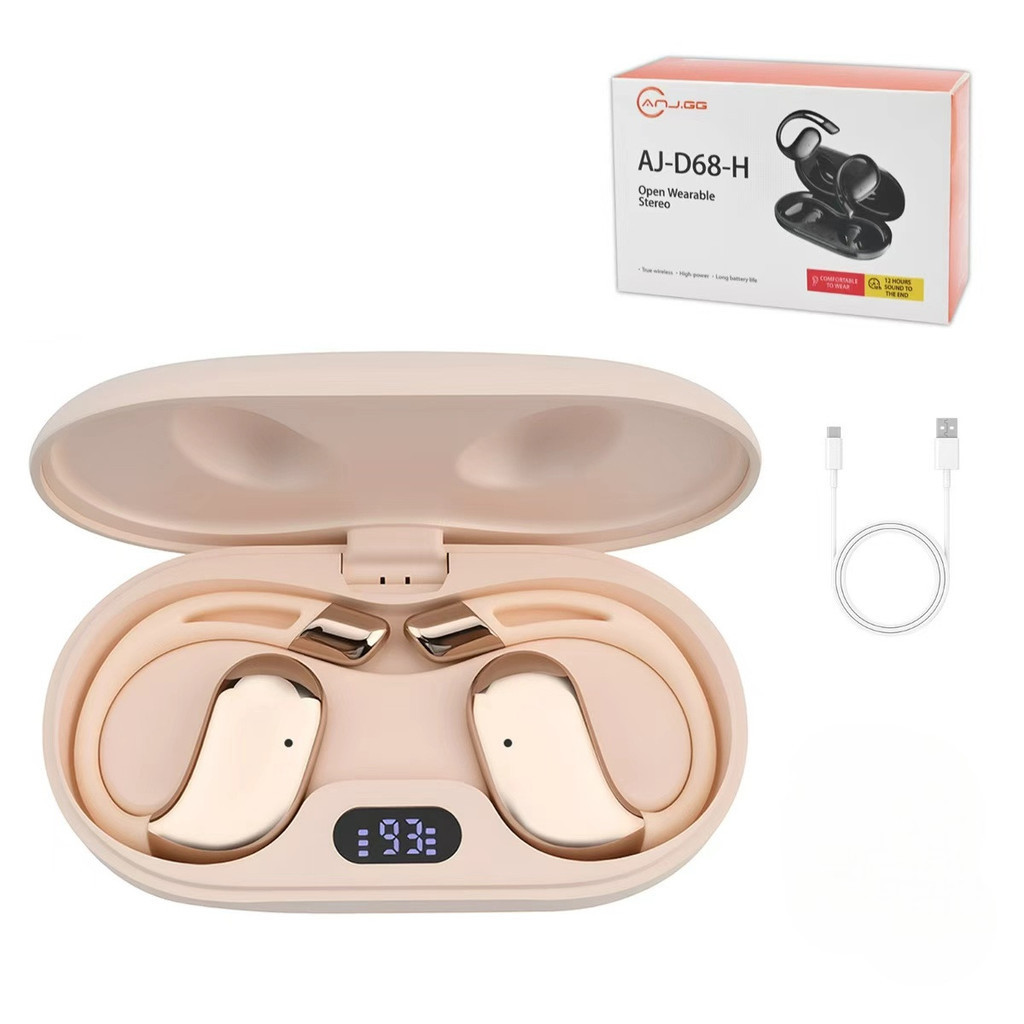 Fone de Ouvido Open Ear Bluetooth - Confortável, Leve, Bateria de Longa Duração, Carregamento Tipo-C em Oferta na Shopee