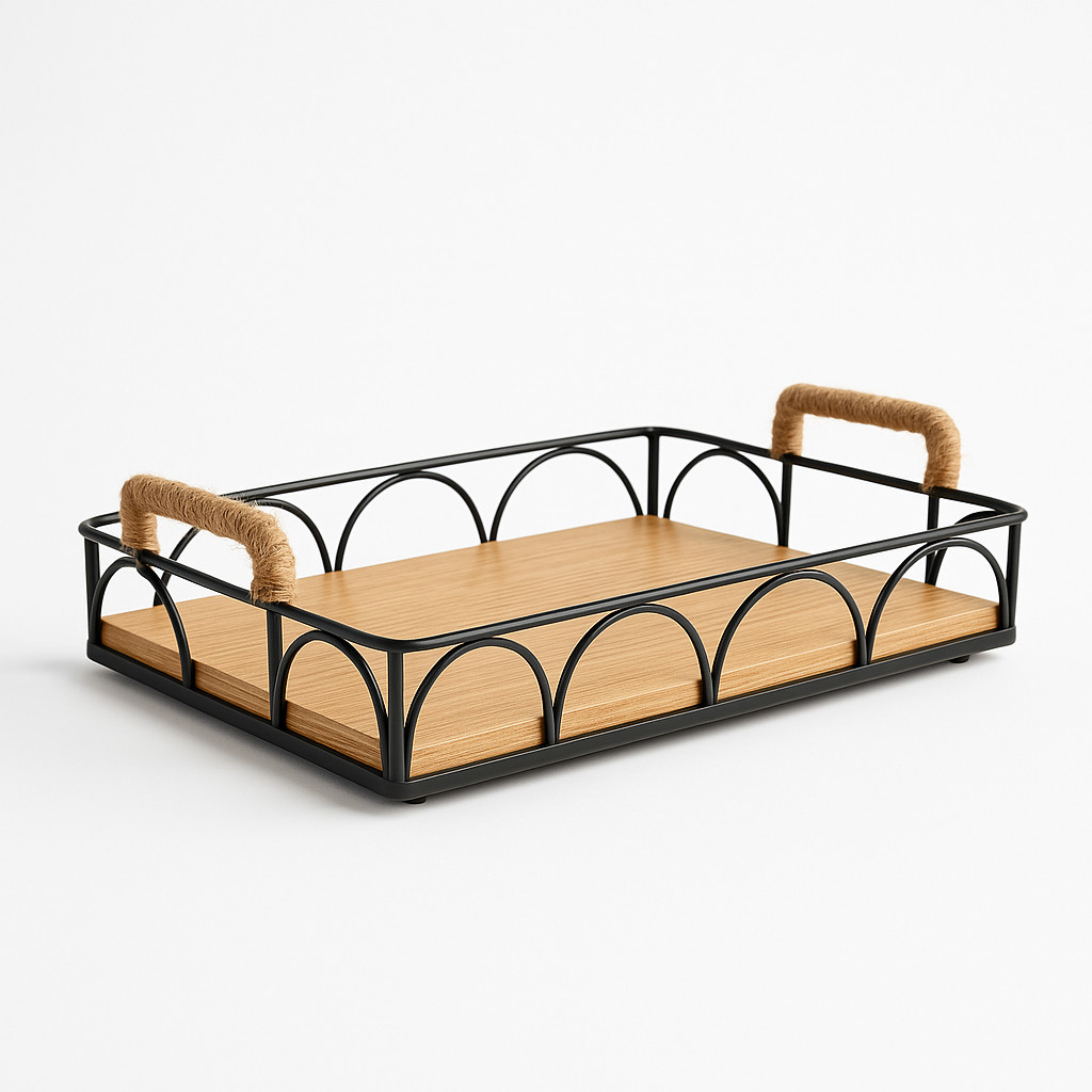 Bandeja Retangular Vime Com Alça Para Servir Café da Manhã em Oferta na Shopee