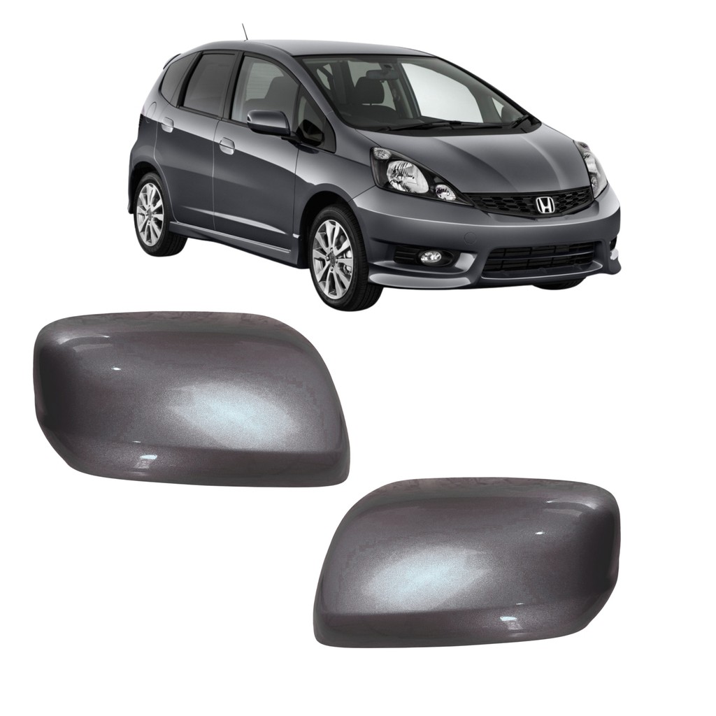 PAR CAPA MOLDURA RETROVISOR HONDA NEW FIT 2009 À 2014 SEM FURO CINZA IRIDIUM LADO DIREITO E ESQUERDO
