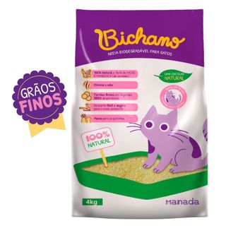 Areia Biodegradável Bichano Para Gatos Cat Grãos Finos 4kg Bio Milho e Mandioca Grão Fino…