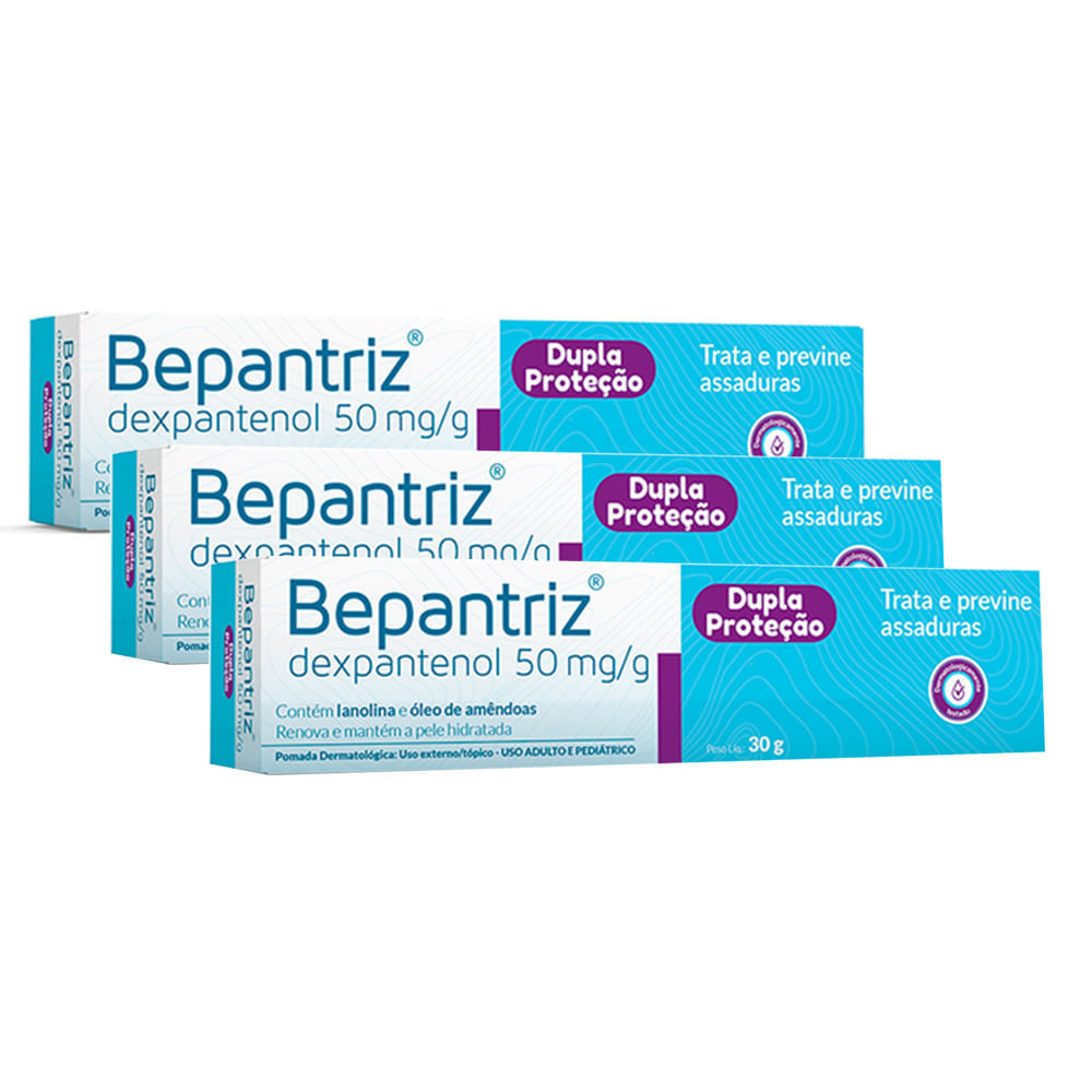 Kit 3 Bepantriz Pomada para Assaduras Dexpantenol 30g em Oferta na Shopee