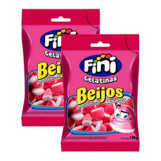 Kit 2 Balas de Gelatina Fini Beijos de Morango 100g em Oferta na Shopee