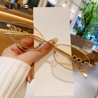 Prosperityuspronto Estoquecod (San9) Nova Moda De Metal Oval Armação Óculos De Sol Femininos Pernas Do Alfabeto em Oferta na Shopee