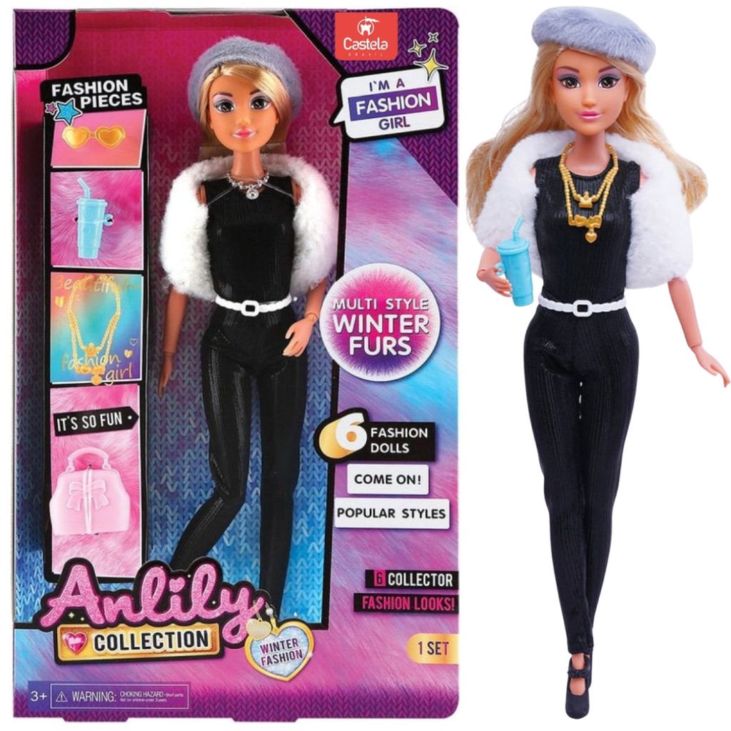 Boneca Fashion Inverno Casaco Set Com Acessórios - Castela