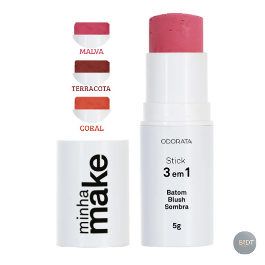 Stick 3 em 1 Blush, Batom e Sombra FPS 8 Bastão- 5g Minha Make Odorata