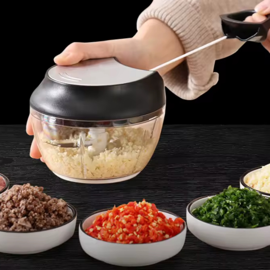 Mini Processador Manual de Alimentos – Tritura Temperos e Legumes – Lâminas Inox, Prático e Compacto