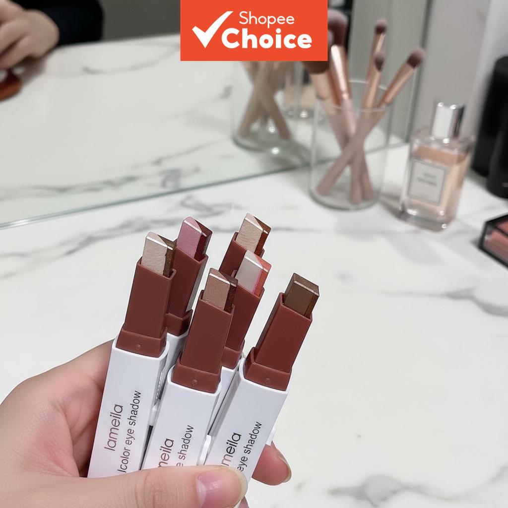  Lápis de Sombra de Duas Cores à Prova d'Água - Resistente a Borrões, Tons Marrom/Café