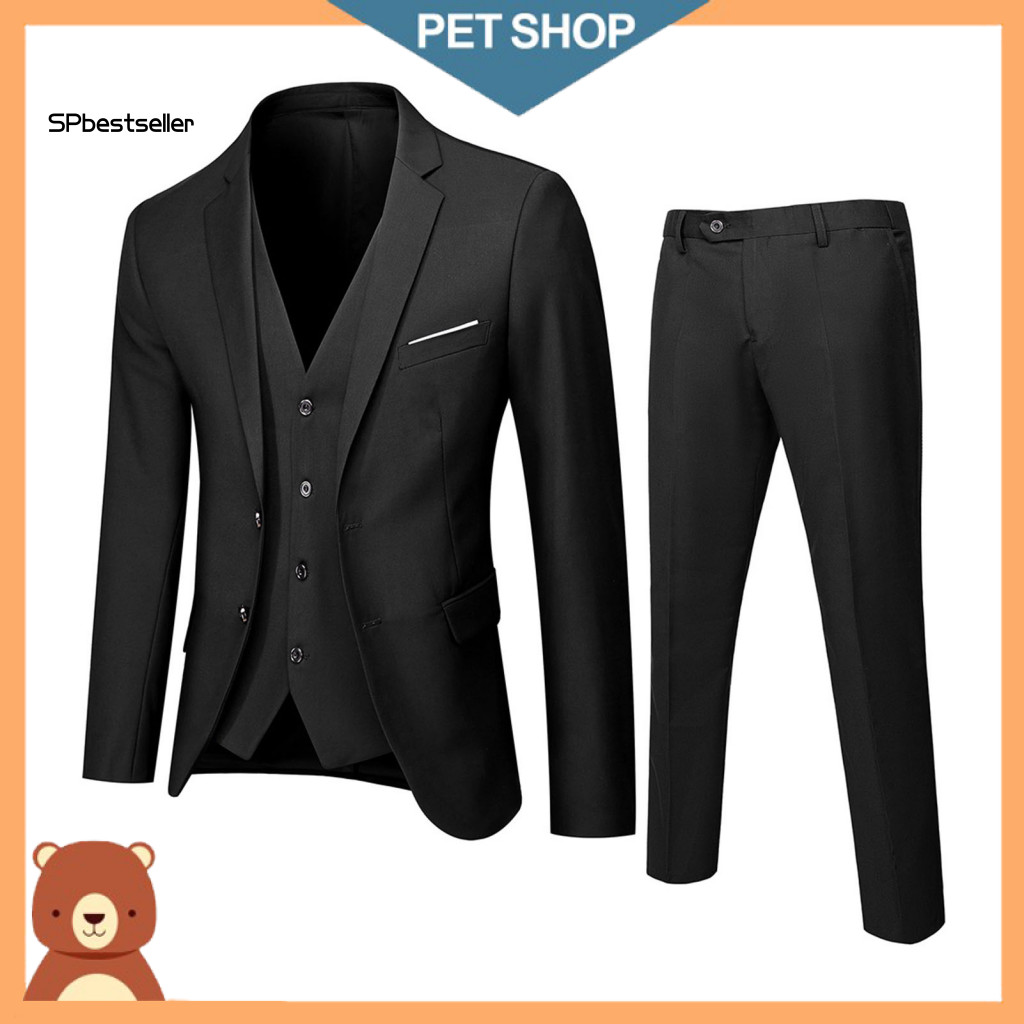 Slim Fit Suit 3-piece with Lapels Stylish Men's Tuxedo Set for Formal Events Weddings Top Quality Business Outfit for So