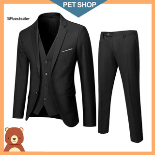 Slim Fit Suit 3-piece with Lapels Stylish Men's Tuxedo Set for Formal Events Weddings Top Quality Business Outfit for So