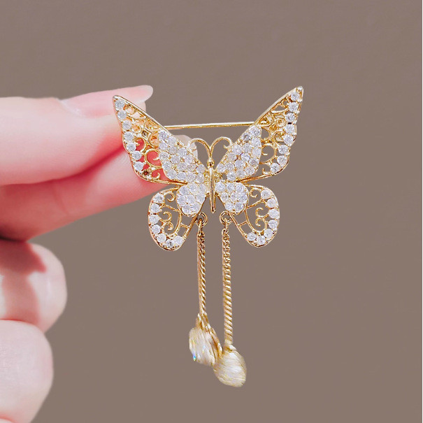 Broche de borboleta com borla da moda adequado para ternos, casamentos e presentes, acessórios de moda feminina, present