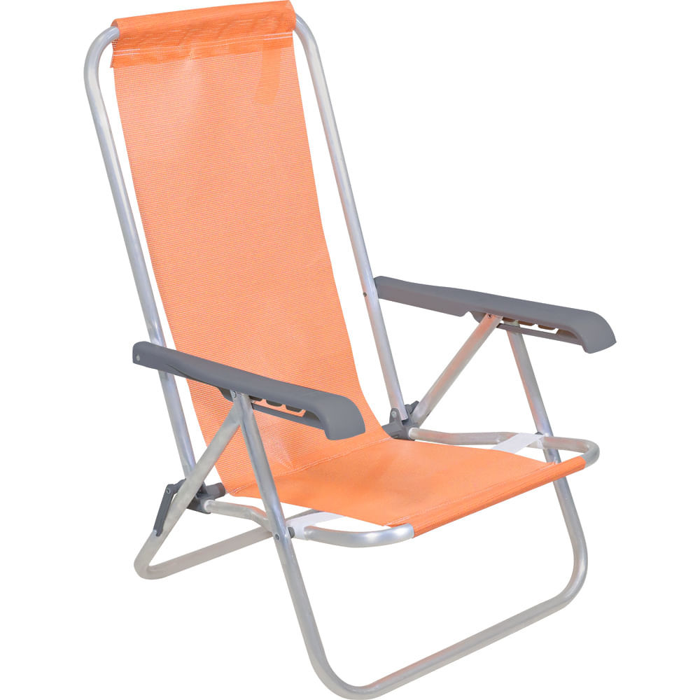 Cadeira Lazy Reclinável 4 Posições em Alumínio Laranja Bel em Oferta na Shopee