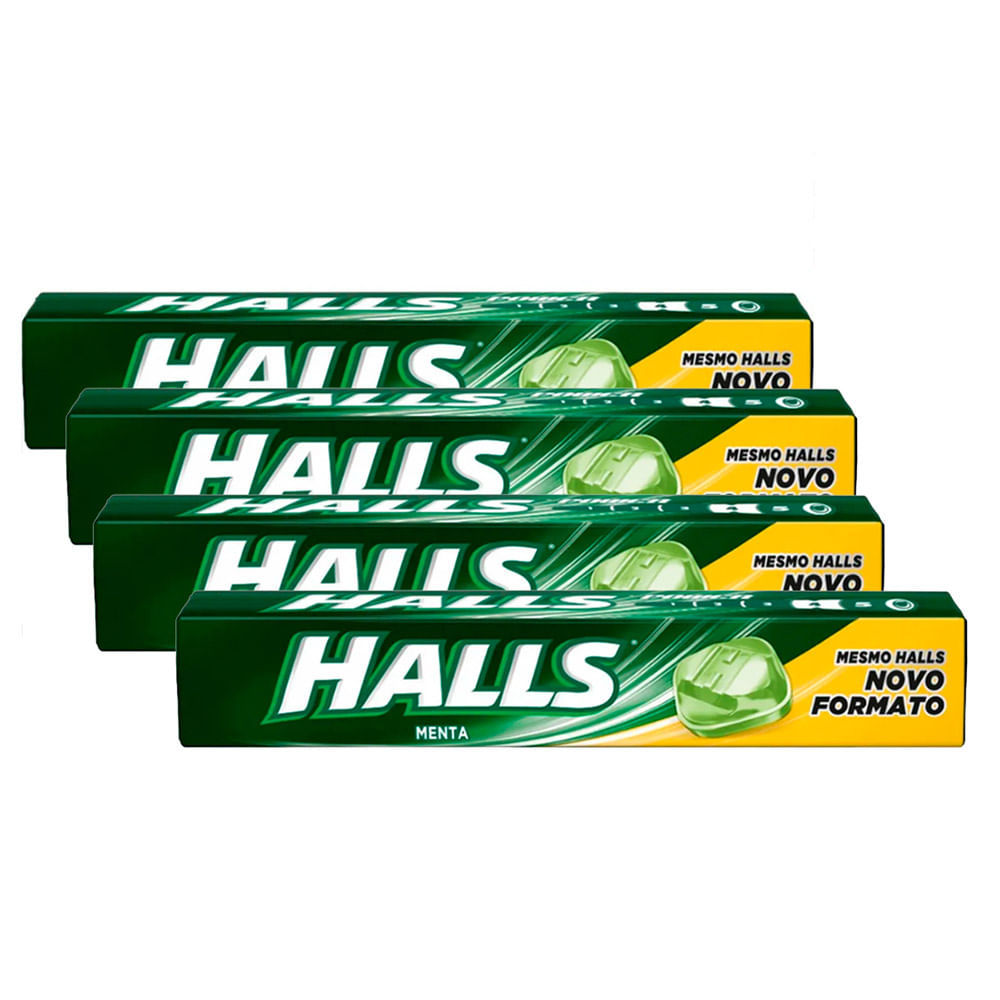 Kit 4 Bala Halls Menta 28g