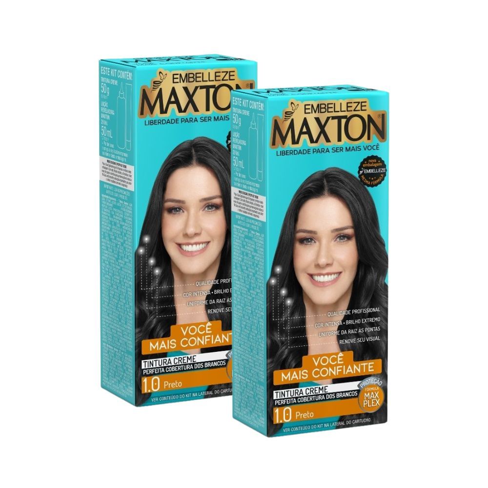 Kit 2 Tintura Creme Maxton Preto 1.0 em Oferta na Shopee