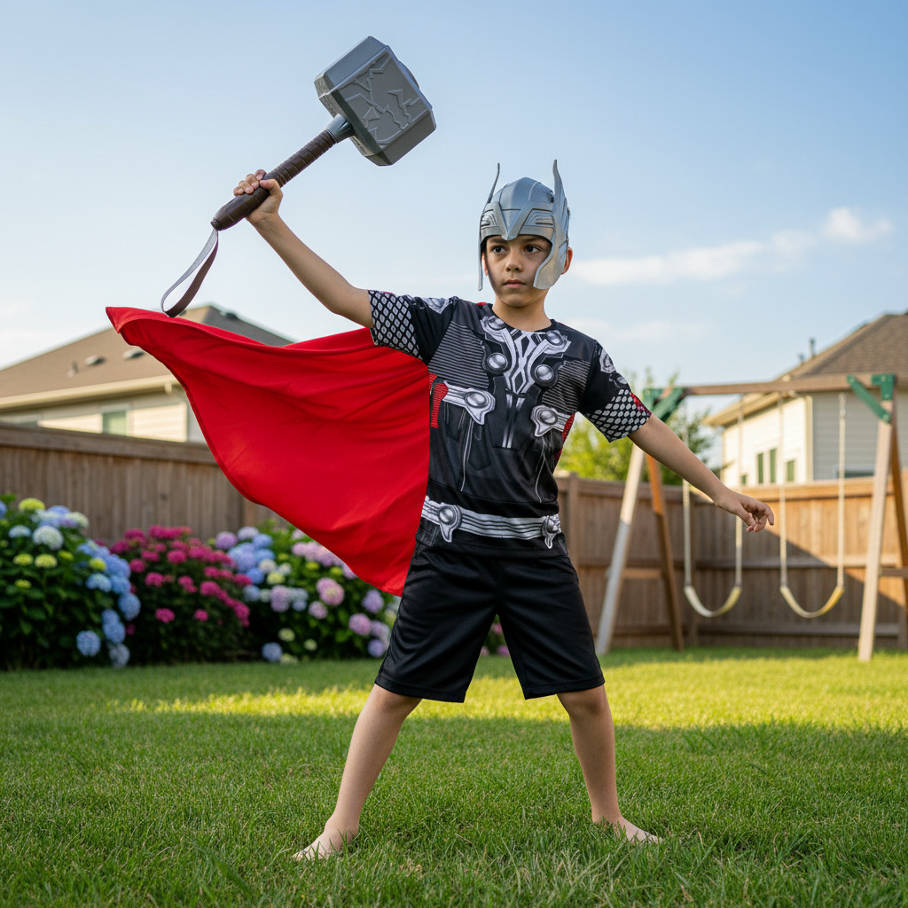 Fantasia Verão Masculina Thor Com Máscara E Martelo Curta em Oferta na Shopee