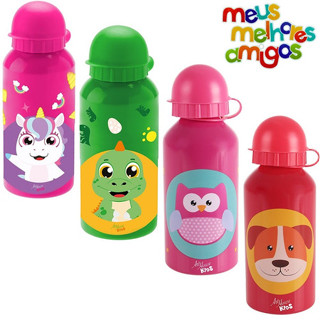 Garrafa Garrafinha Inox Infantil Meus Melhores Amigos Squeeze com Tampa 400 ml escola em Oferta na Shopee
