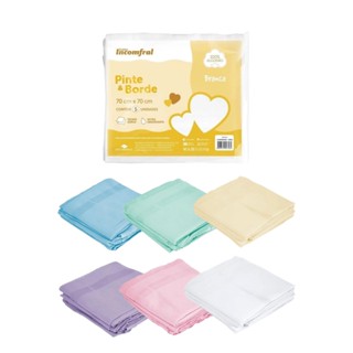 Kit 5 Fraldas Pinte E Borde Luxo Incomfral 70x70cm Promoção em Oferta na Shopee
